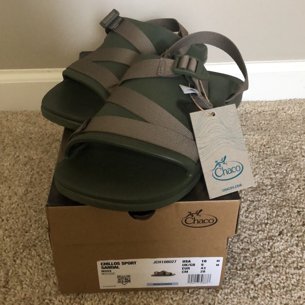 Men’s New Chacos Chillos Sport Sandal- 10M, Moss